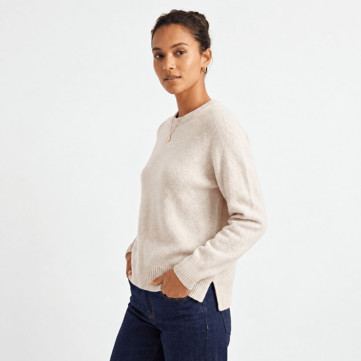 Ladies Cream Relaxed Crew Neck Jumper from You Know Who's