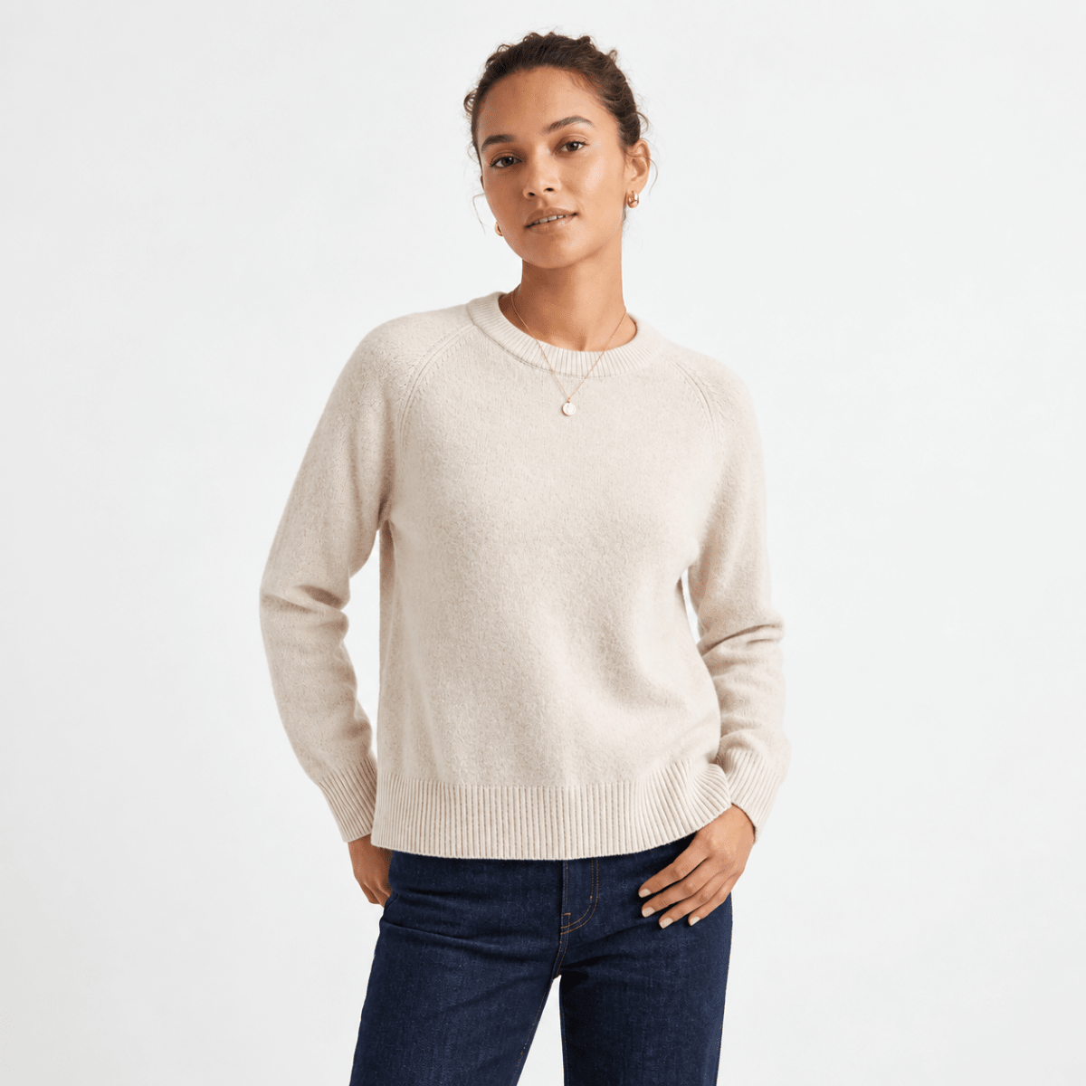 Ladies Cream Relaxed Crew Neck Jumper from You Know Who's
