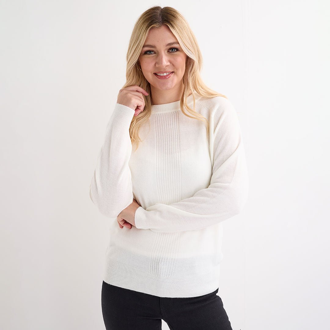 Ladies Cream Rib Cashlike Jumper from You Know Who's