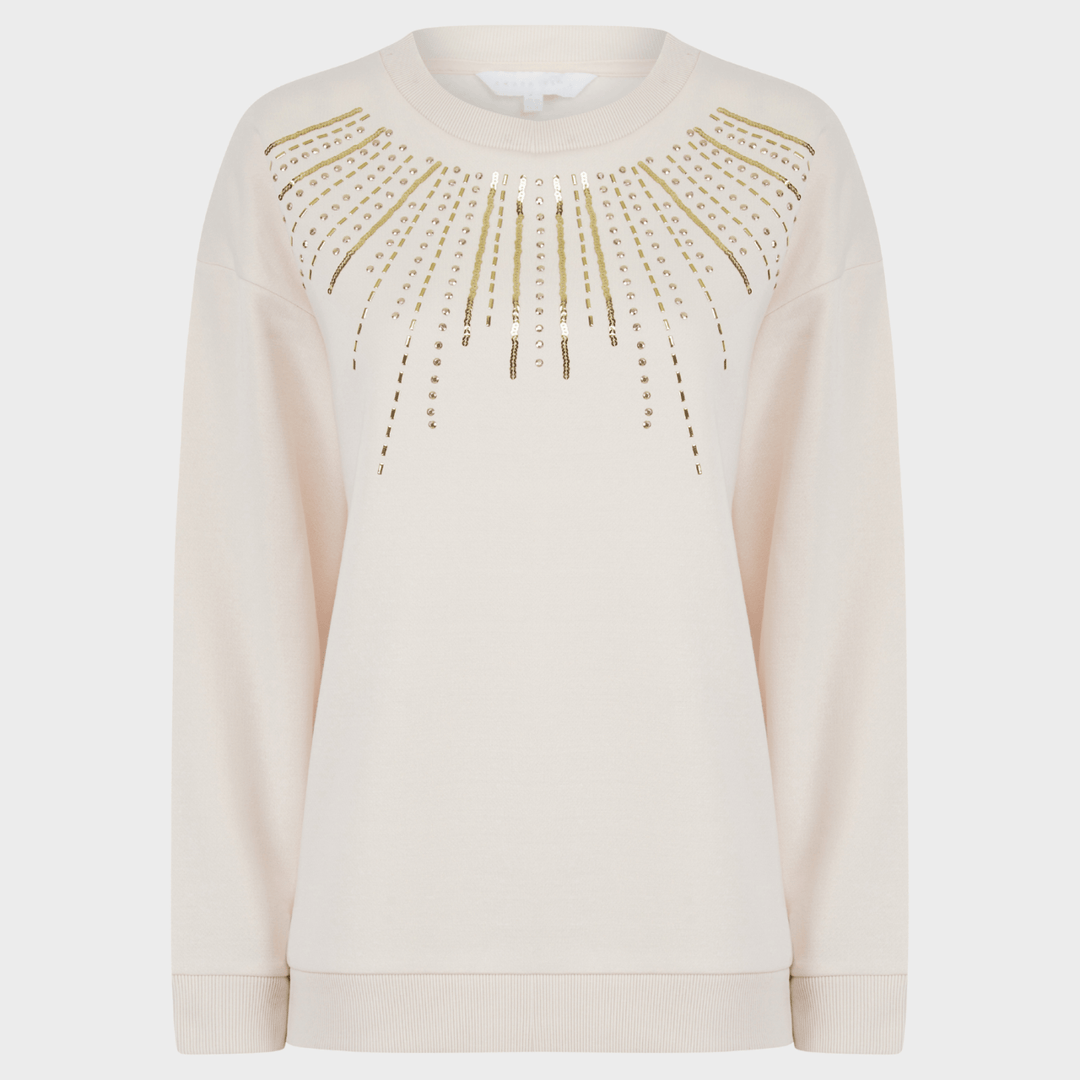 Ladies Cream Sequin Neck Sweater from You Know Who's