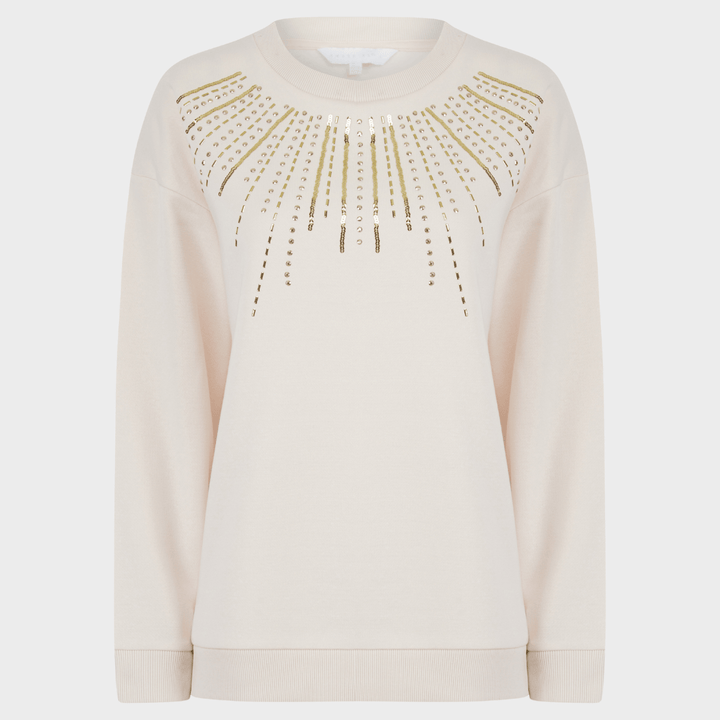 Ladies Cream Sequin Neck Sweater from You Know Who's