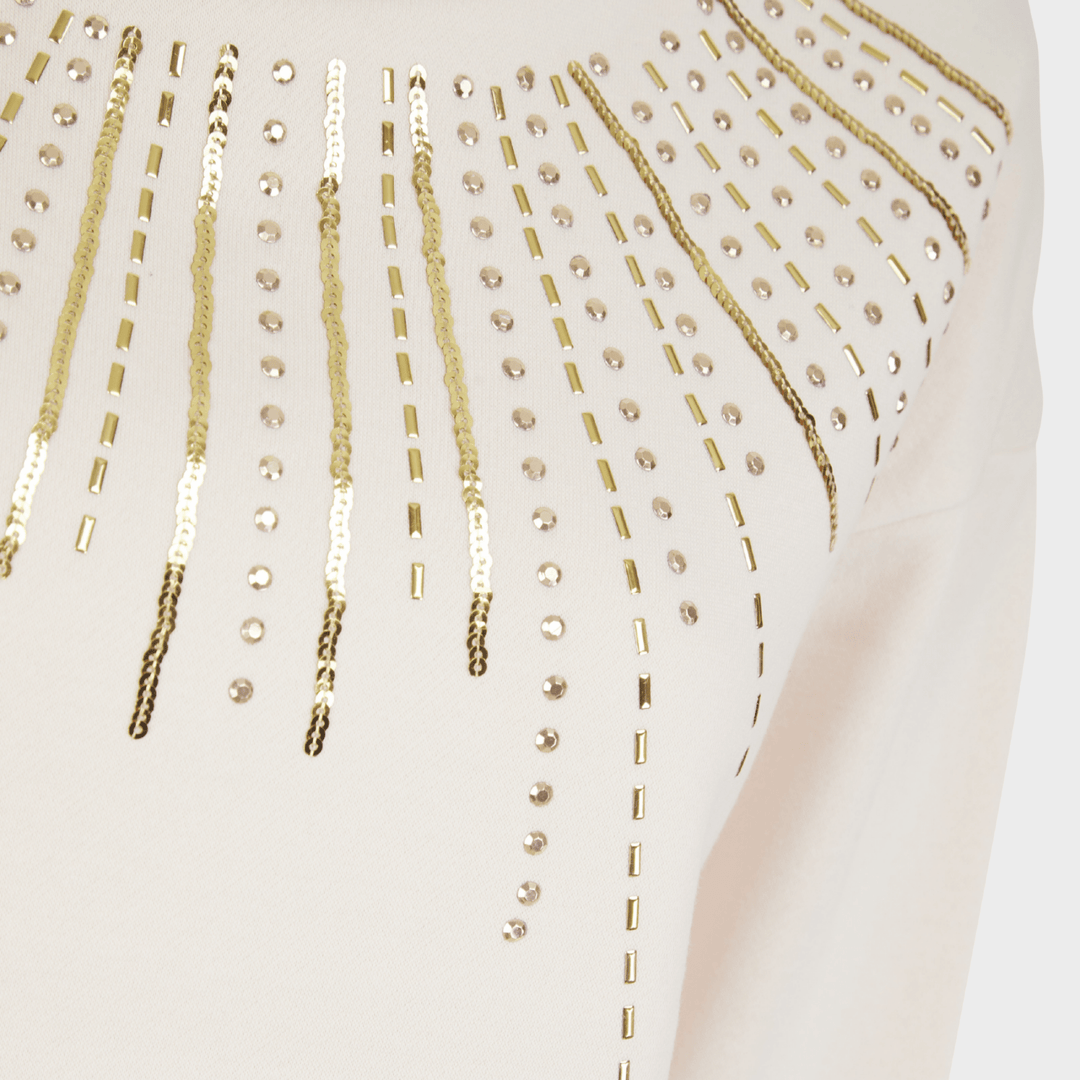 Ladies Cream Sequin Neck Sweater from You Know Who's