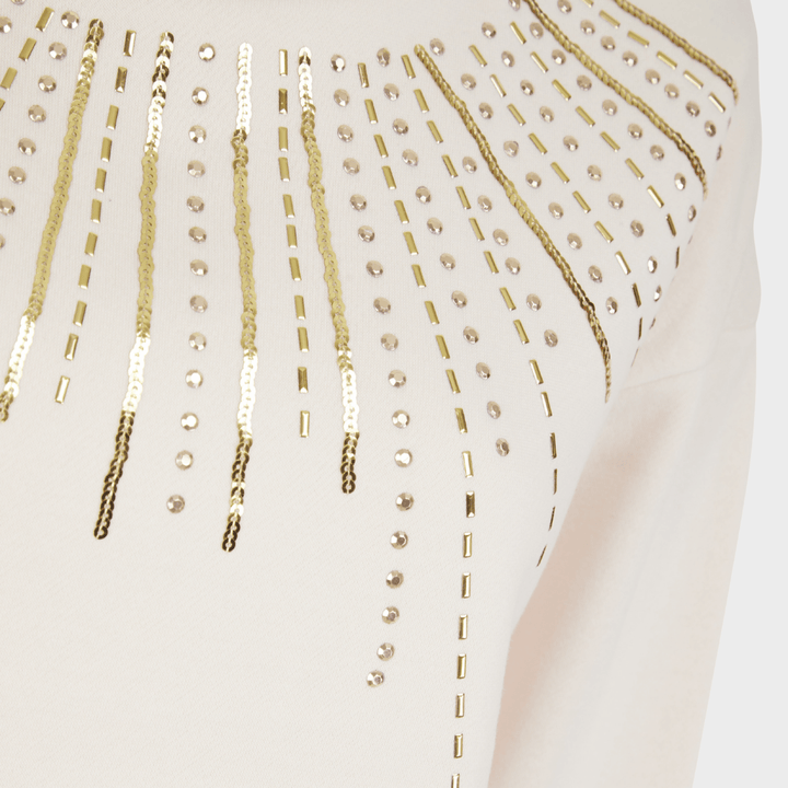 Ladies Cream Sequin Neck Sweater from You Know Who's