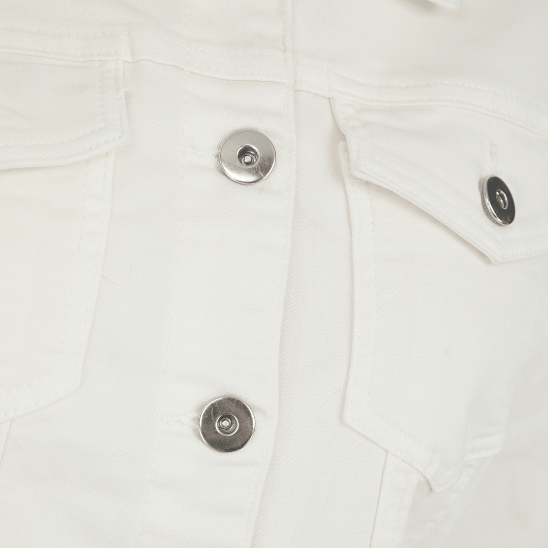 Ladies Cream Stretch Denim Jacket from You Know Who's
