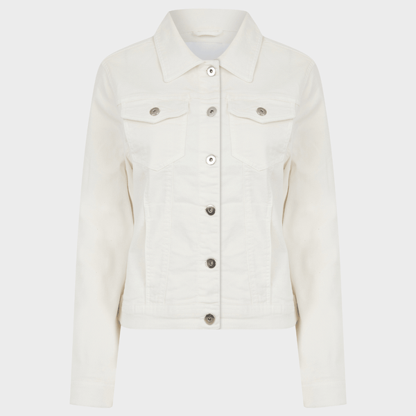 Ladies Cream Stretch Denim Jacket from You Know Who's