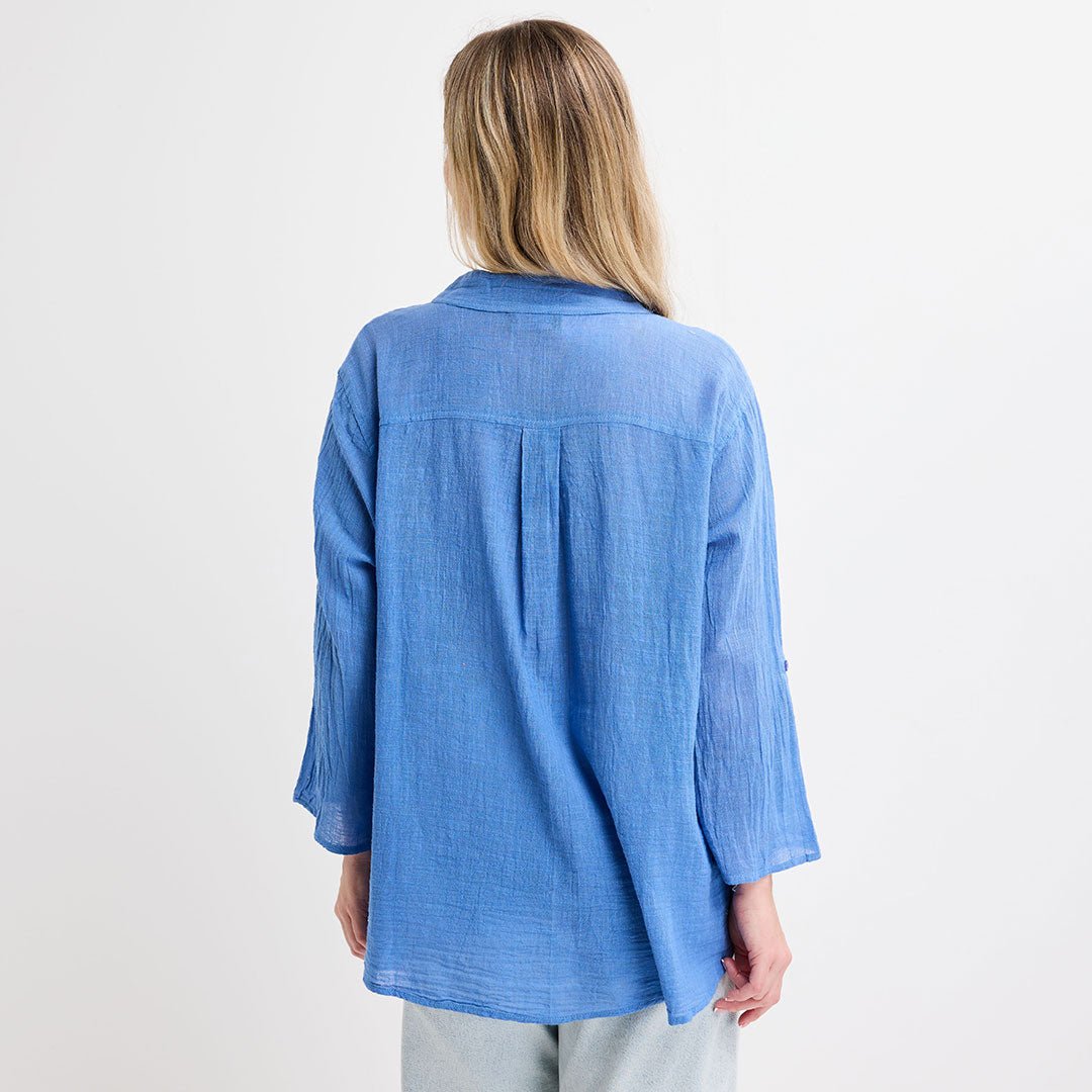 Ladies Crinkle Button Through Shirt from You Know Who's