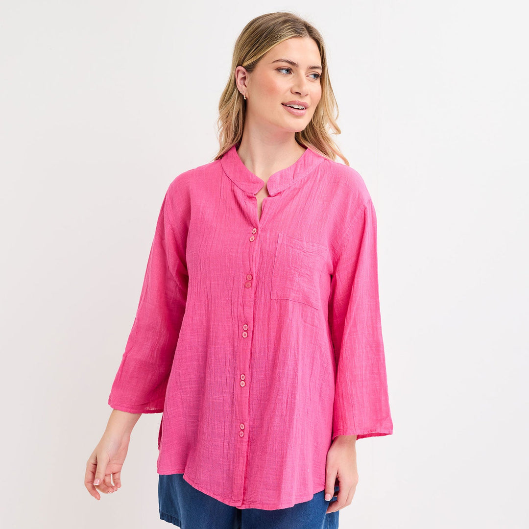 Ladies Crinkle Button Through Shirt from You Know Who's