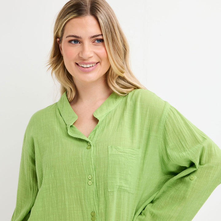 Ladies Crinkle Button Through Shirt from You Know Who's