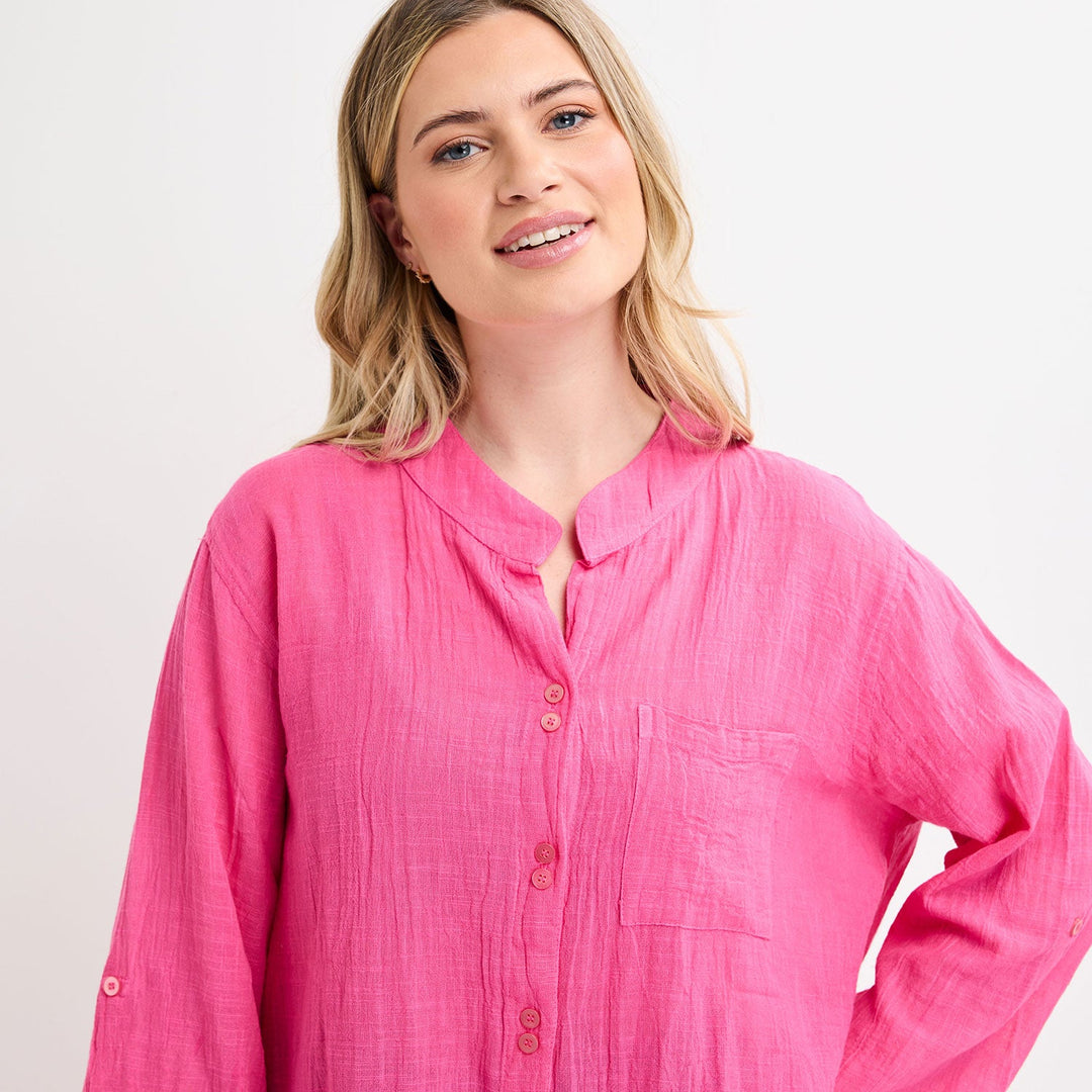 Ladies Crinkle Button Through Shirt from You Know Who's