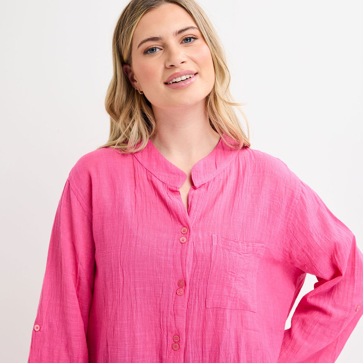 Ladies Crinkle Button Through Shirt from You Know Who's