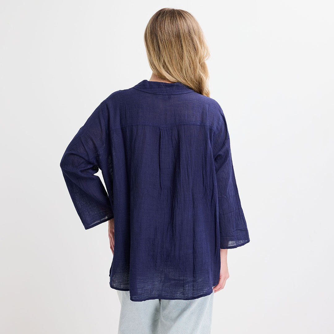 Ladies Crinkle Button Through Shirt from You Know Who's