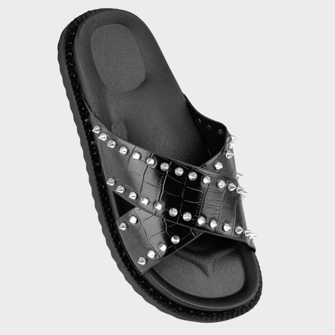 Ladies Crossover Strap Stud Sandal from You Know Who's