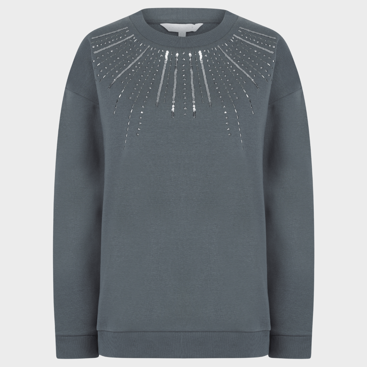 Ladies Dark Grey Sequin Neck Sweater from You Know Who's