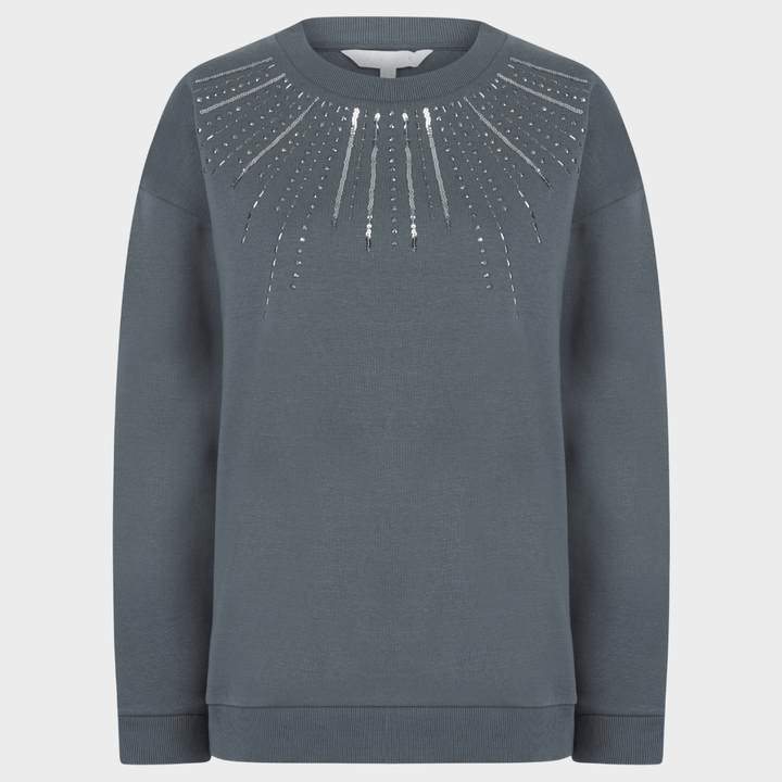 Ladies Dark Grey Sequin Neck Sweater from You Know Who's