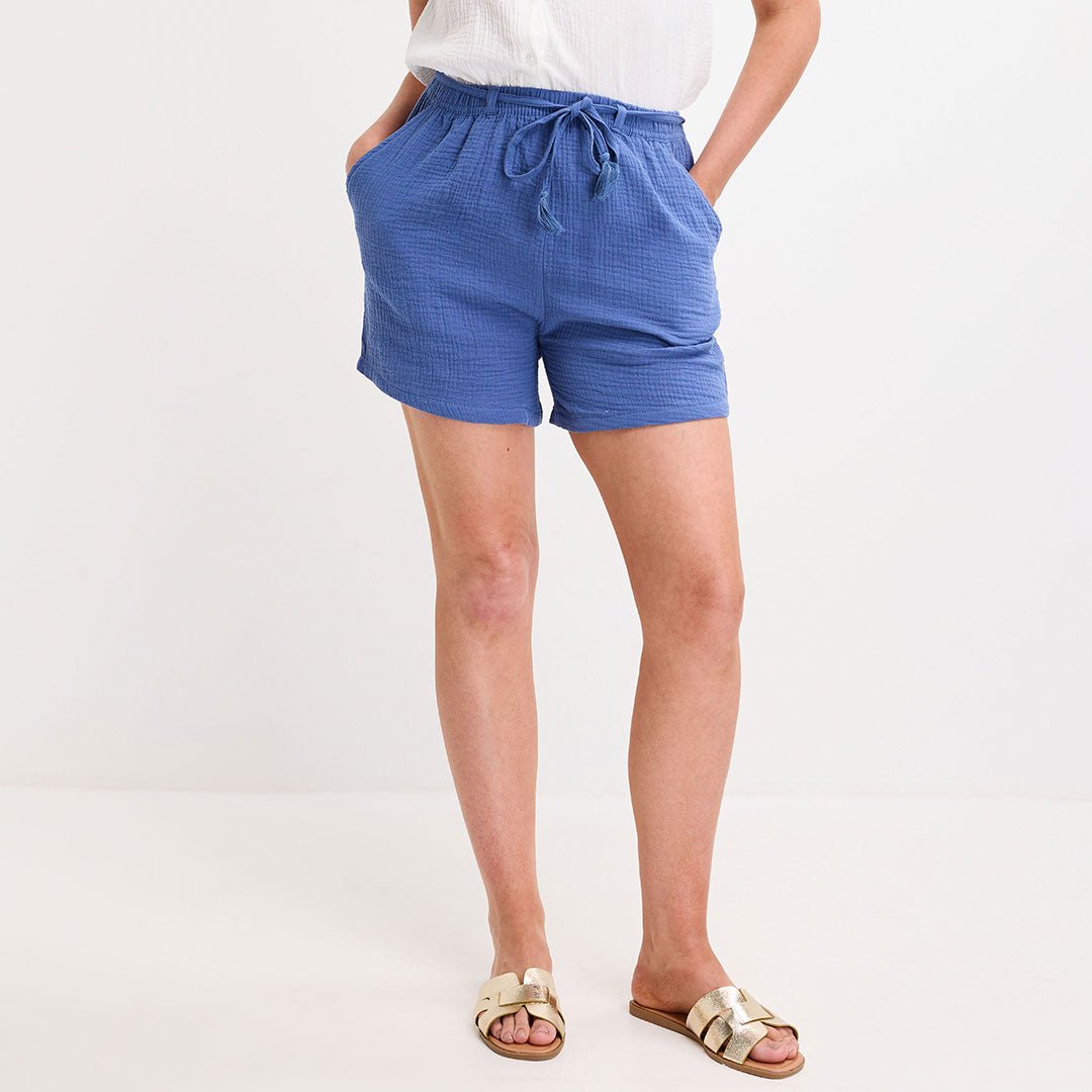 Ladies Denim 2 Pocket Tie Waist Short from You Know Who's