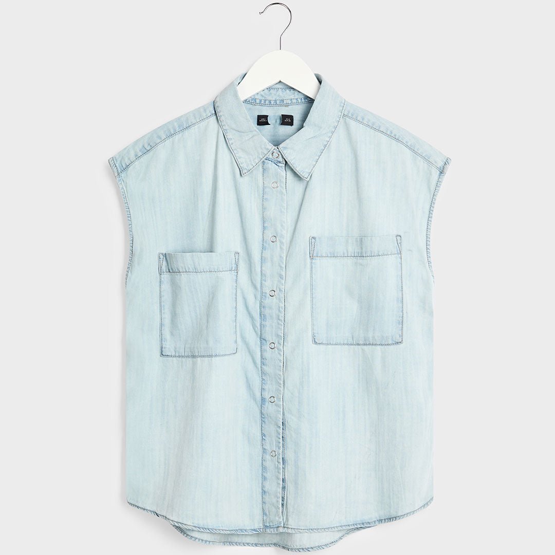 Ladies Denim Blue Tencel Sleeveless Shirt from You Know Who's