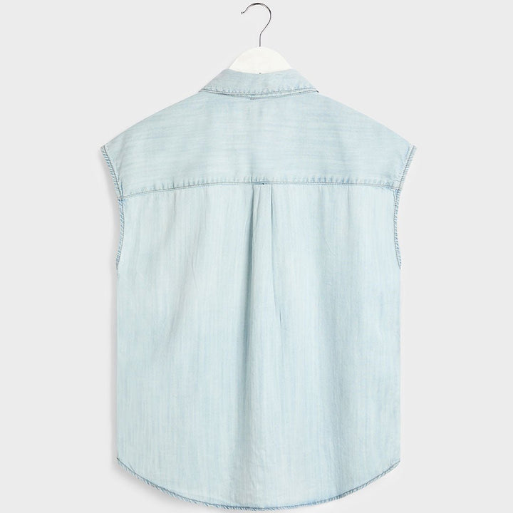 Ladies Denim Blue Tencel Sleeveless Shirt from You Know Who's