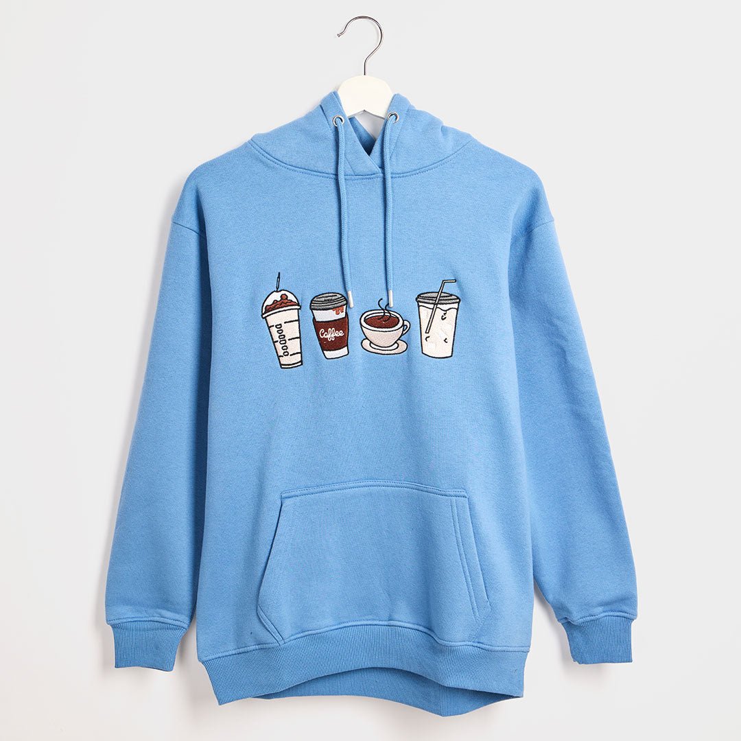 Ladies Denim Coffee Embroidered Hoodie from You Know Who's