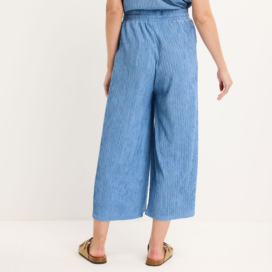 Ladies Denim Cropped Plisse Pants from You Know Who's