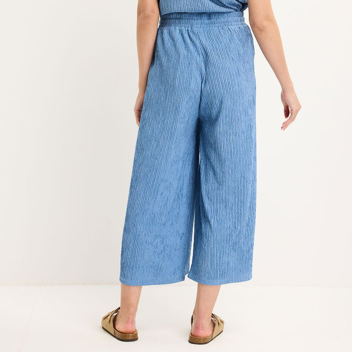 Ladies Denim Cropped Plisse Pants from You Know Who's
