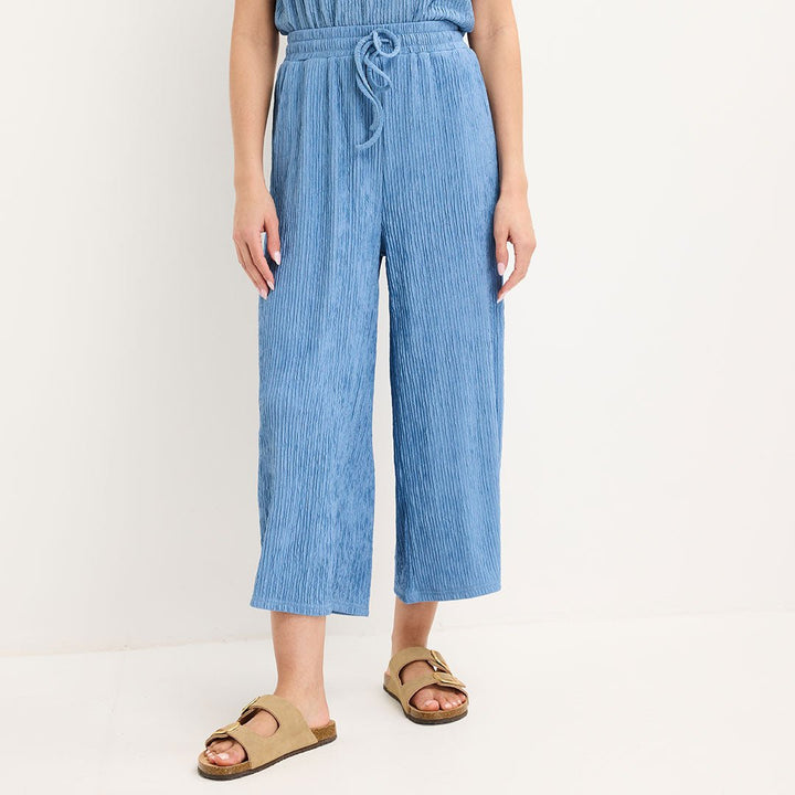 Ladies Denim Cropped Plisse Pants from You Know Who's