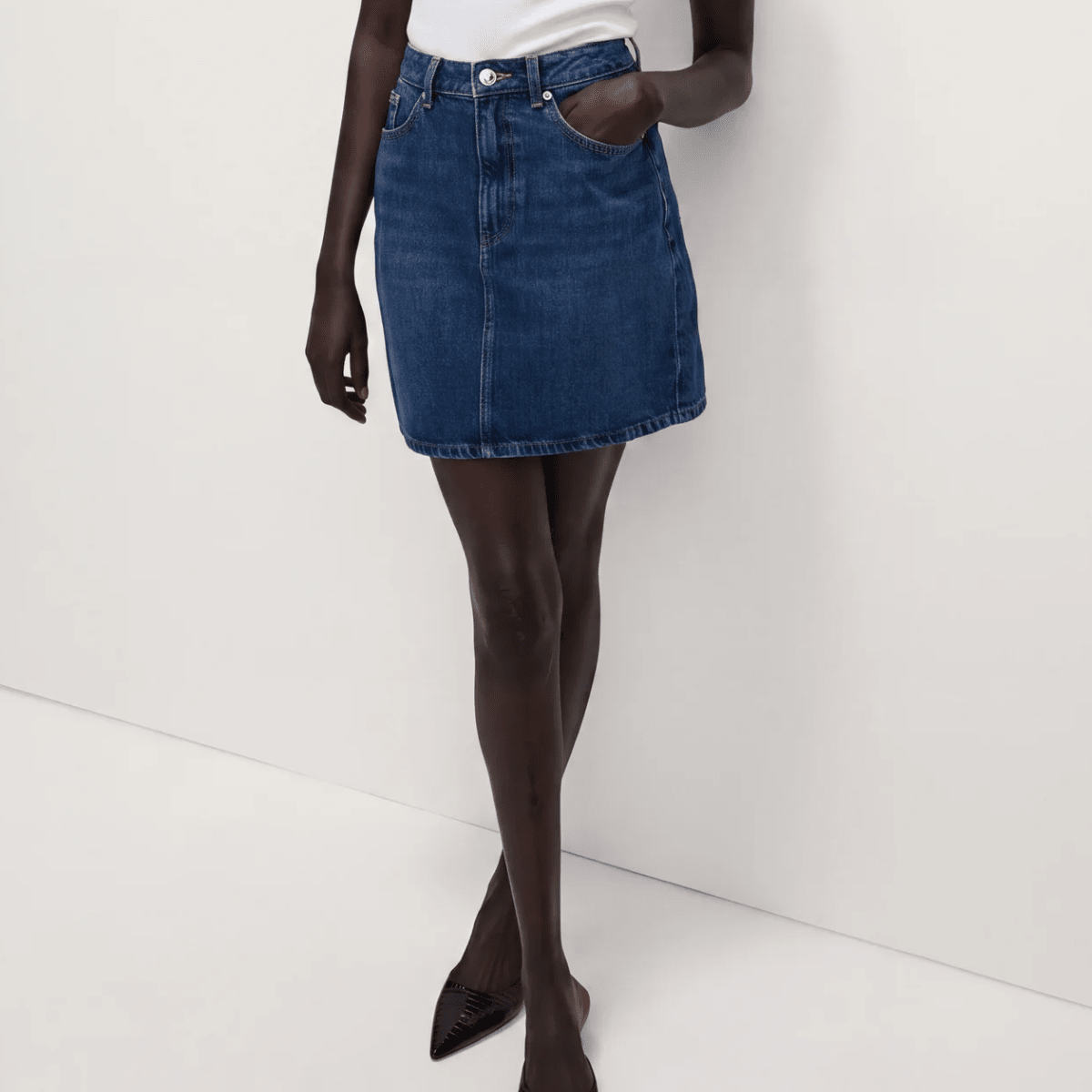 Ladies Denim Mini Skirt Indigo from You Know Who's