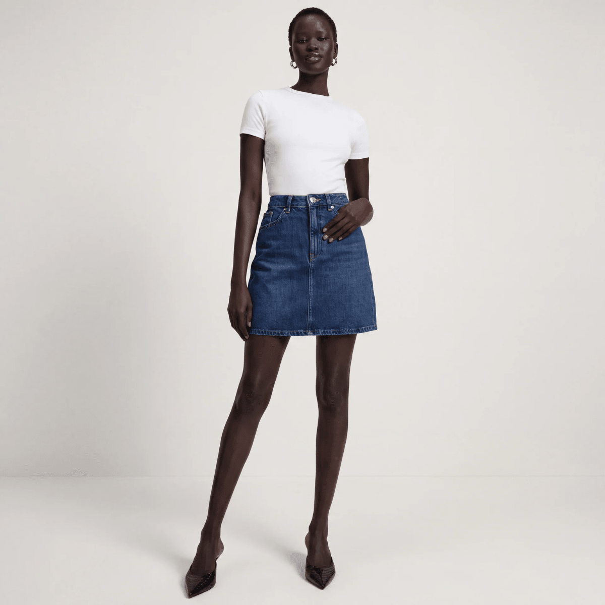 Ladies Denim Mini Skirt Indigo from You Know Who's