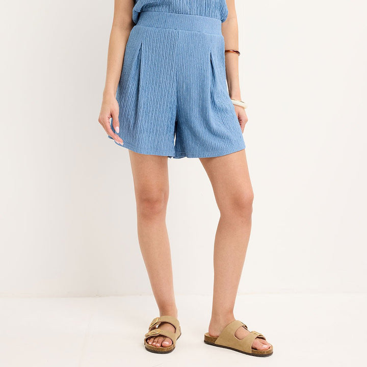 Ladies Denim Plisse Shorts from You Know Who's