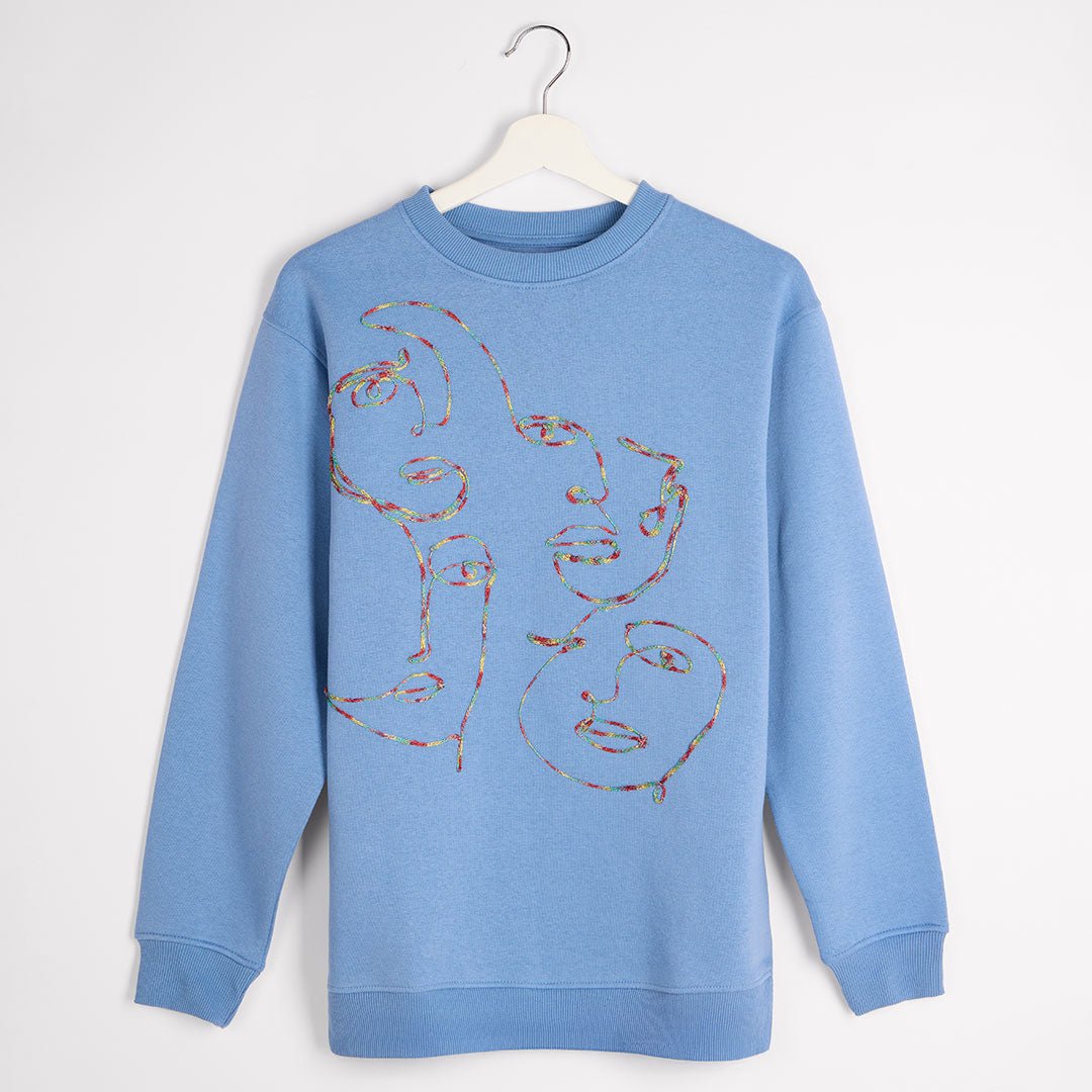 Ladies Denim Rainbow Thread Sweater from You Know Who's