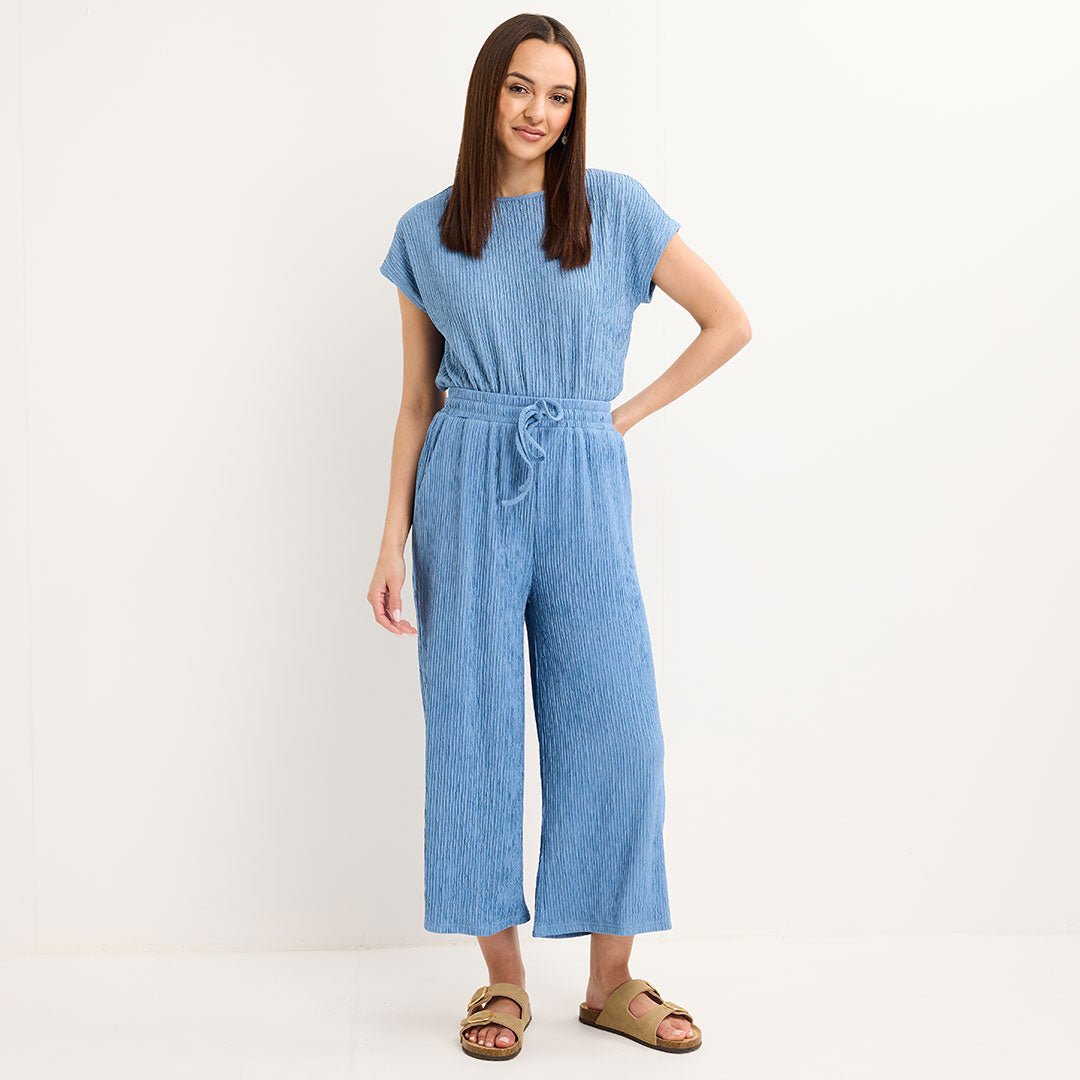 Ladies Denim Sleeveless Plisse Top from You Know Who's