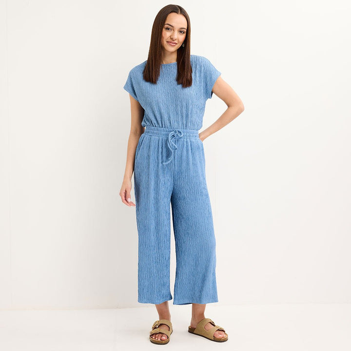 Ladies Denim Sleeveless Plisse Top from You Know Who's