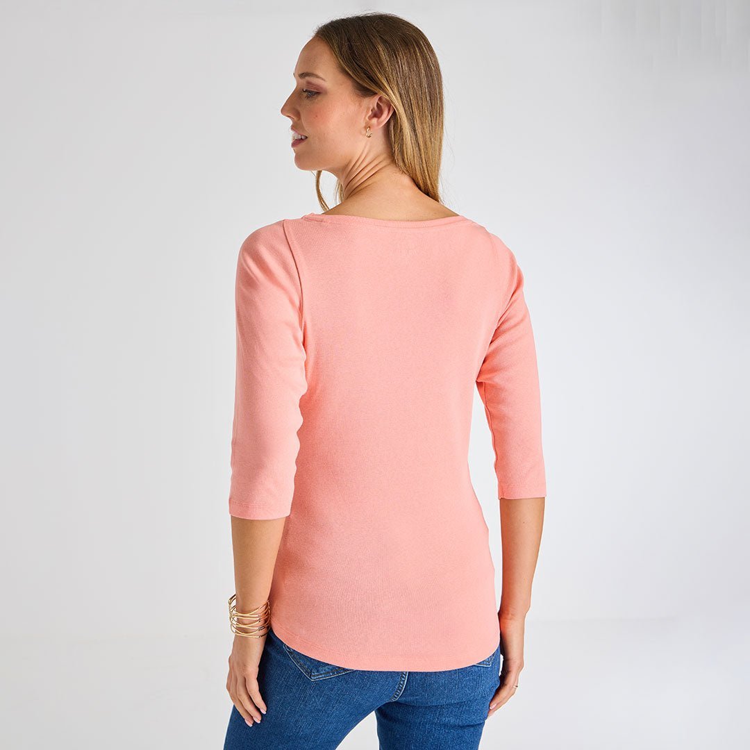 Ladies Desert Flower 3/4 Sleeve Slash Neck Top from You Know Who's