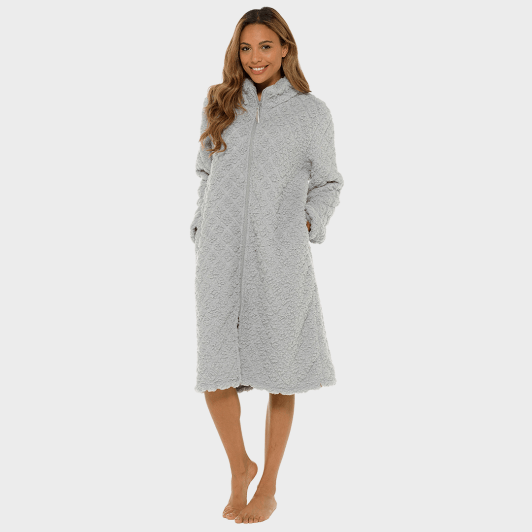 Ladies Diamond Quilt Zip Through Robe from You Know Who's