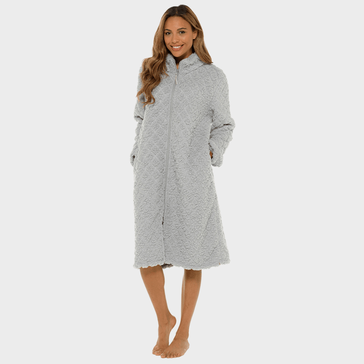 Ladies Diamond Quilt Zip Through Robe from You Know Who's