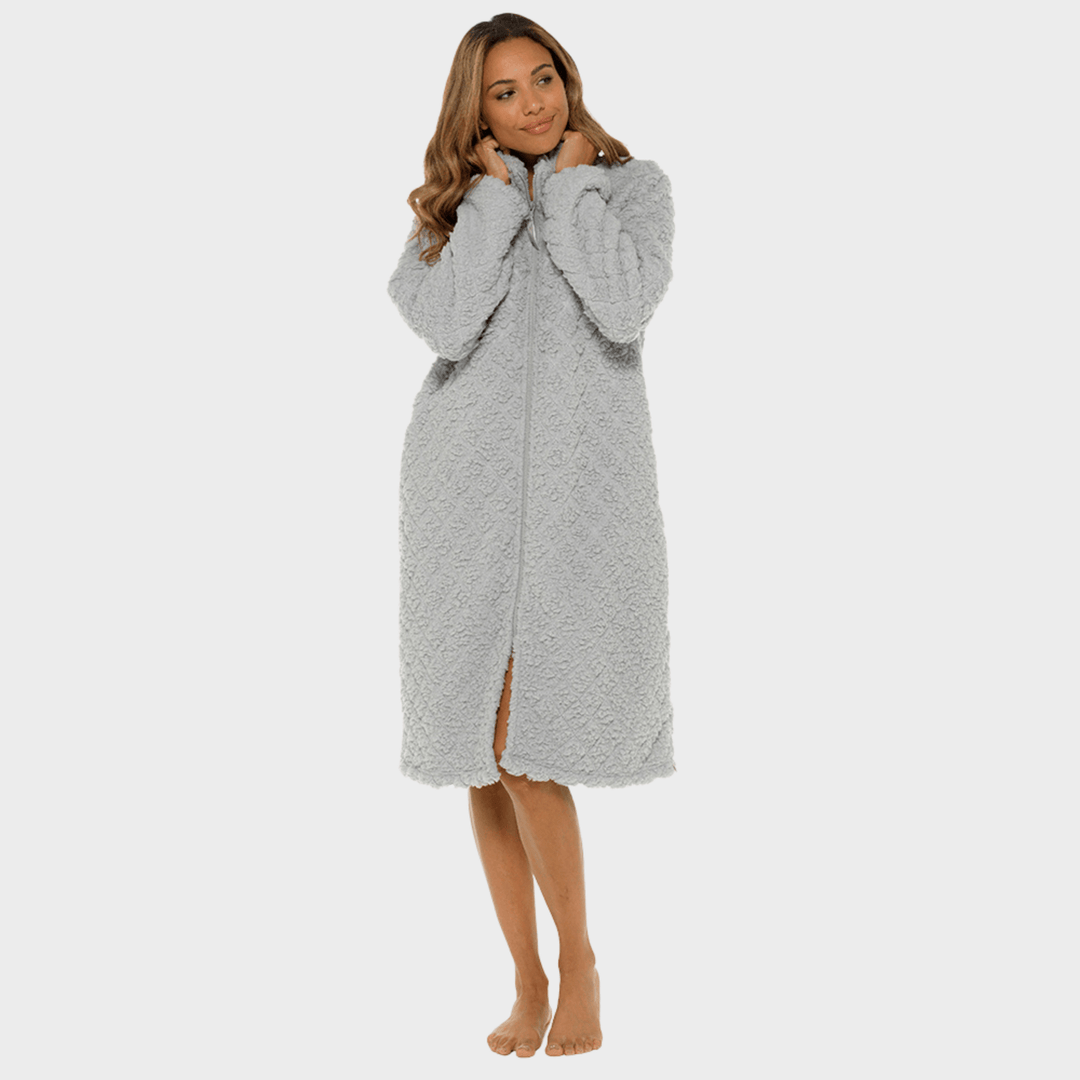Ladies Diamond Quilt Zip Through Robe from You Know Who's