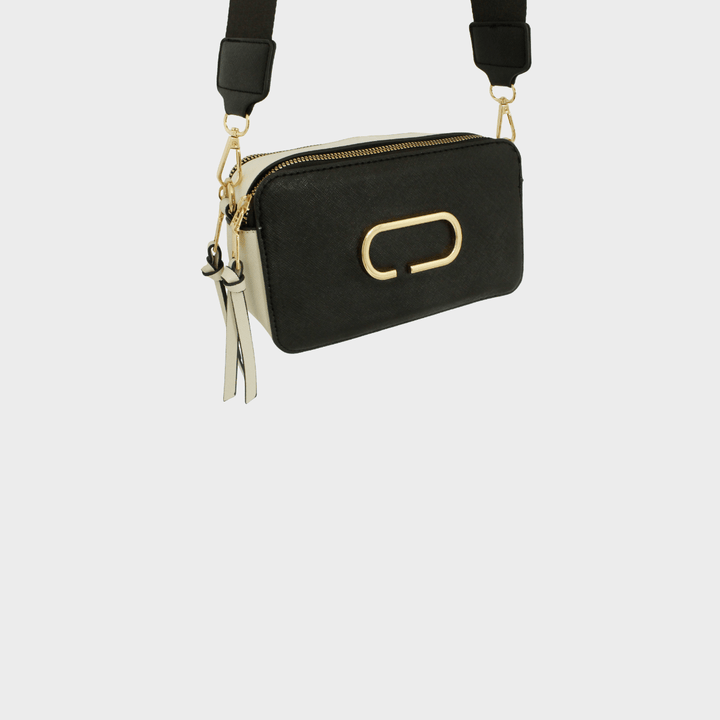 Ladies Double Zip Crossbody Bag Black from You Know Who's