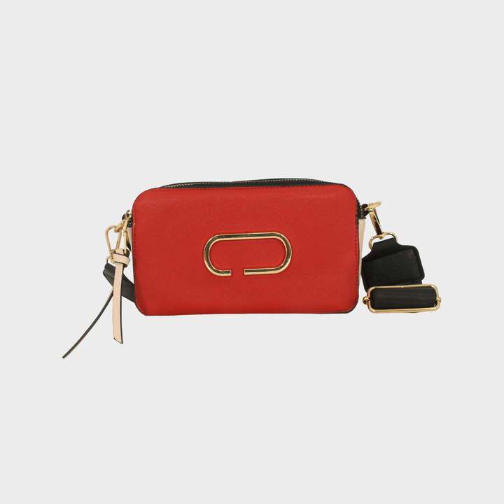 Ladies Double Zip Crossbody Bag Red from You Know Who's