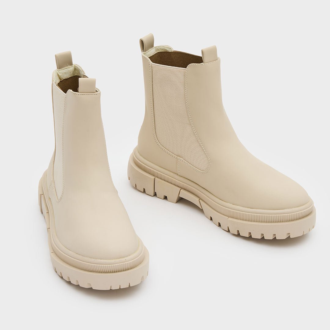 Ladies Ecru Chunky Chelsea Boot from You Know Who's