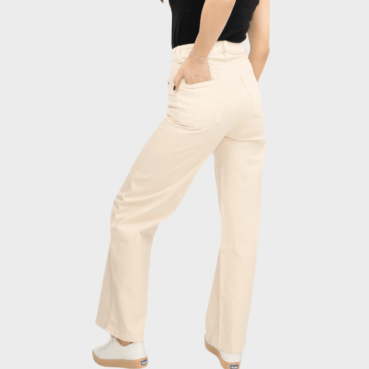 Ladies Ecru Wide Leg Jeans from You Know Who's
