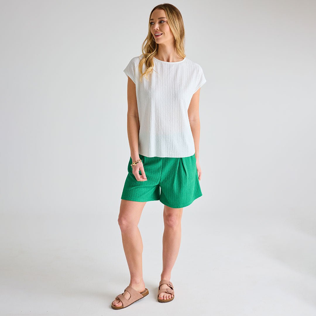 Ladies Emerald Plisse 2pk Short from You Know Who's