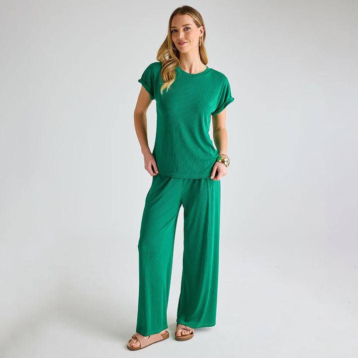 Ladies Emerald Plisse Top from You Know Who's