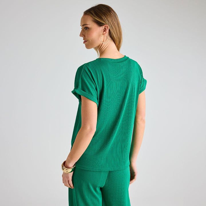 Ladies Emerald Plisse Top from You Know Who's
