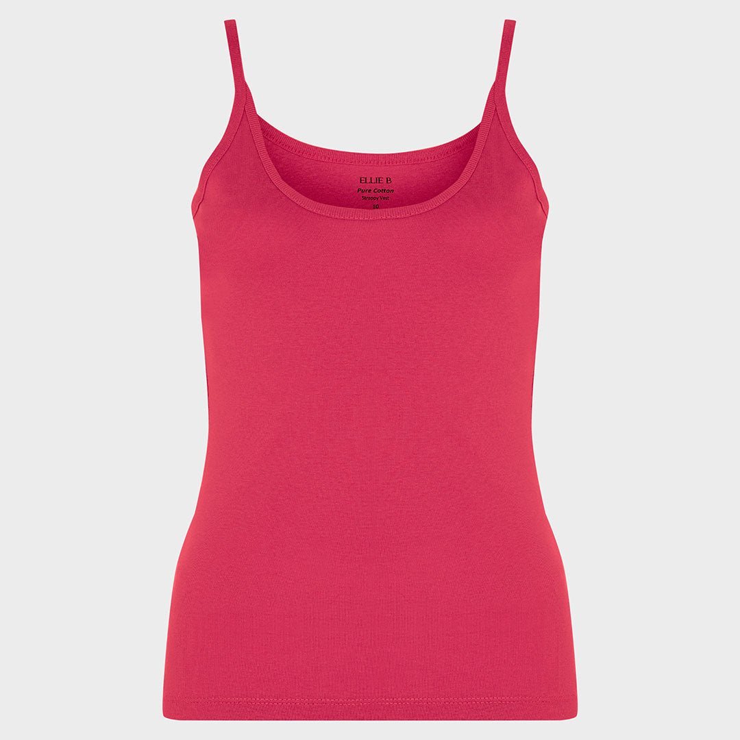 Ladies Essential Spaghetti Vest Cerise from You Know Who's
