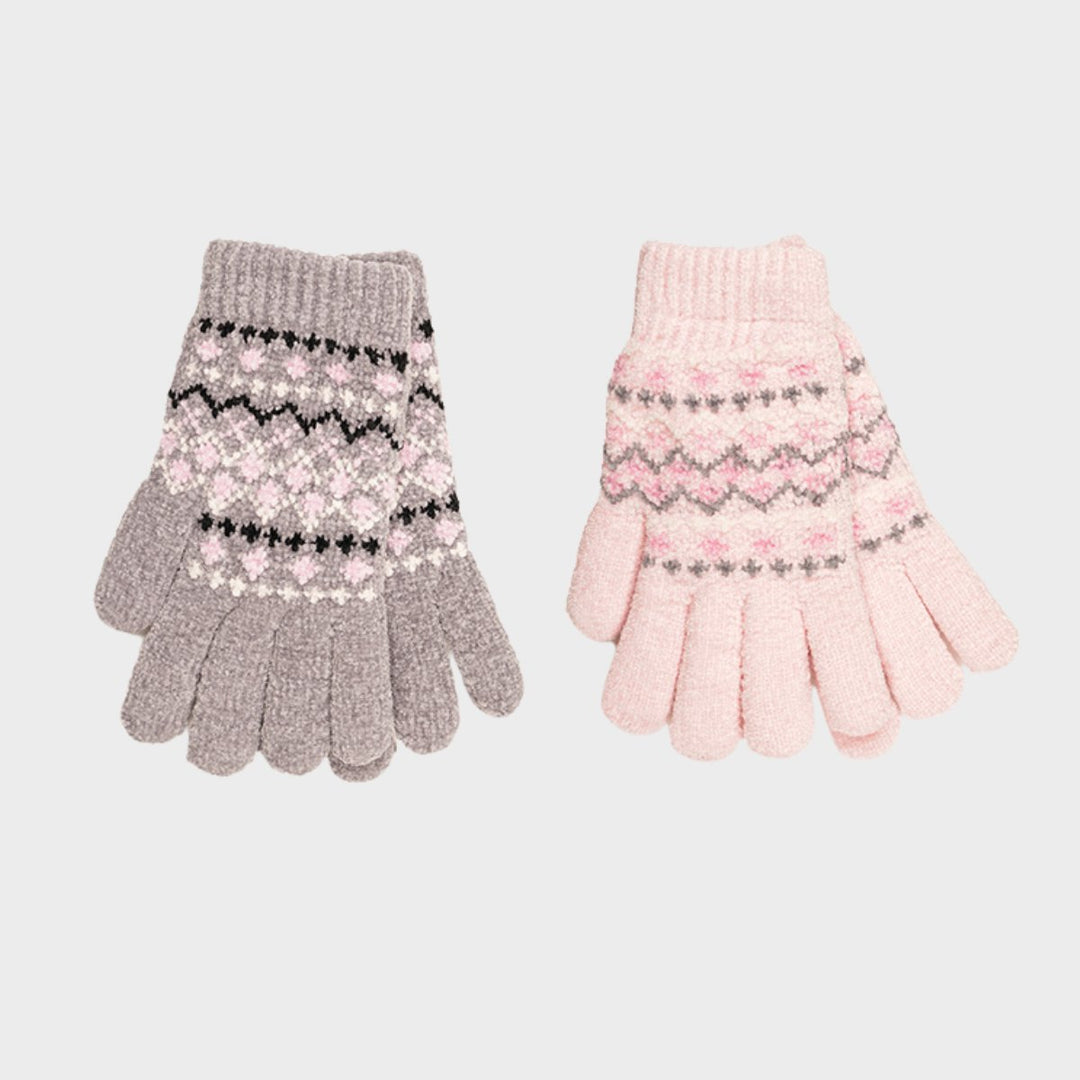 Ladies Fairisle Chenille Gloves from You Know Who's