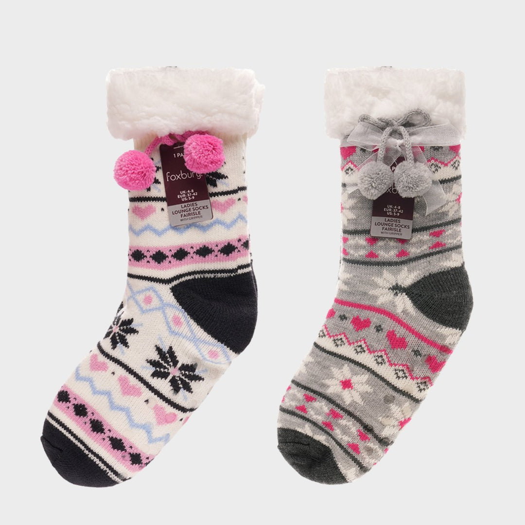 Ladies Fairisle Lounge Socks from You Know Who's