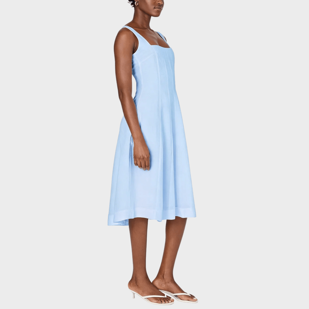 Ladies FC Long Linen Mix Dress Blue from You Know Who's