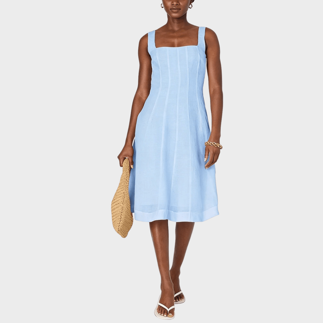 Ladies FC Long Linen Mix Dress Blue from You Know Who's