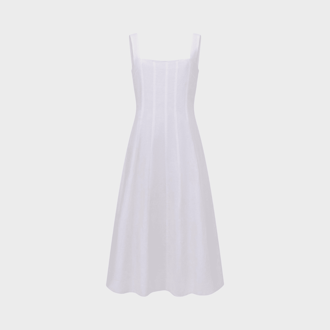 Ladies FC Long Linen Mix Dress White from You Know Who's