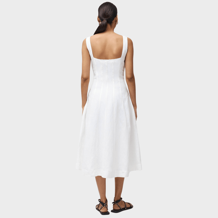 Ladies FC Long Linen Mix Dress White from You Know Who's