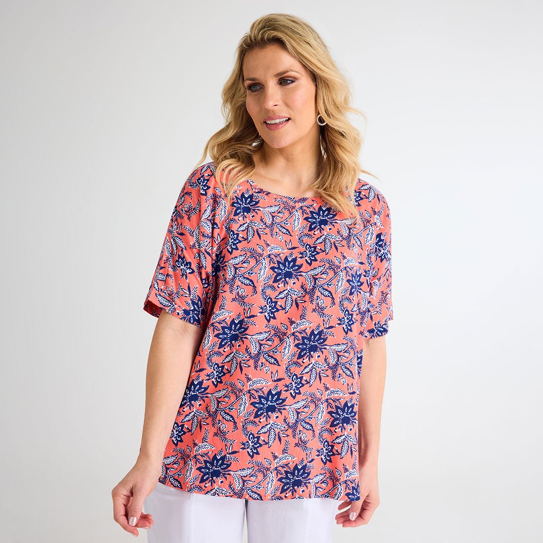 Ladies Floral Button Back Top from You Know Who's